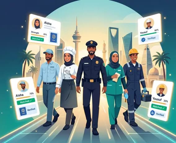 Real workers across the GCC — drivers, chefs, security, and technicians, verified and matched